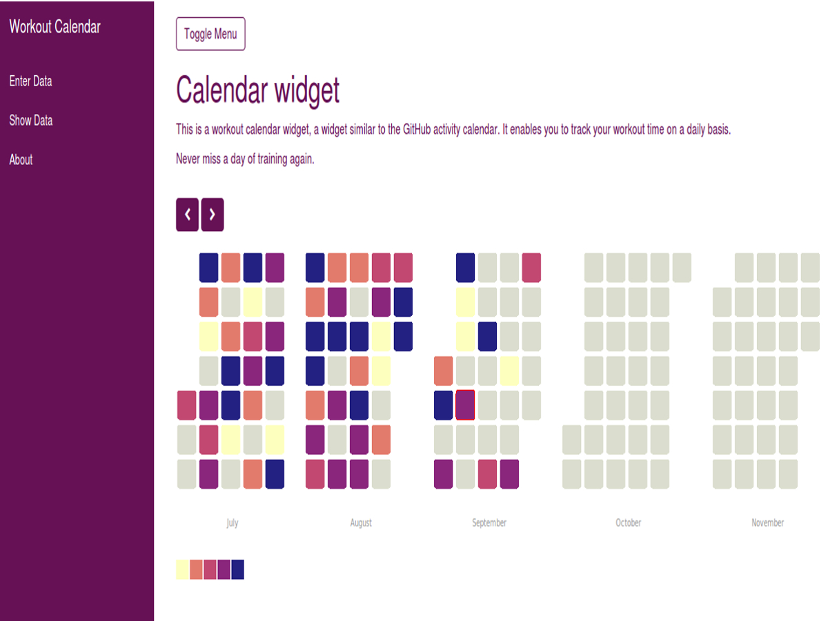 Workout calendar